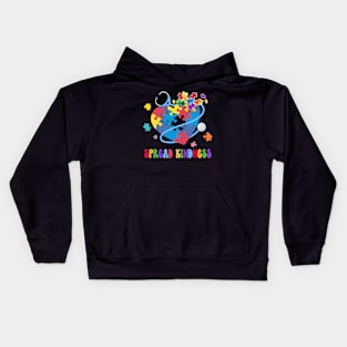 Spread Kindness Autism Awareness Stethoscope Heart Nurse Nursing Kids Hoodie